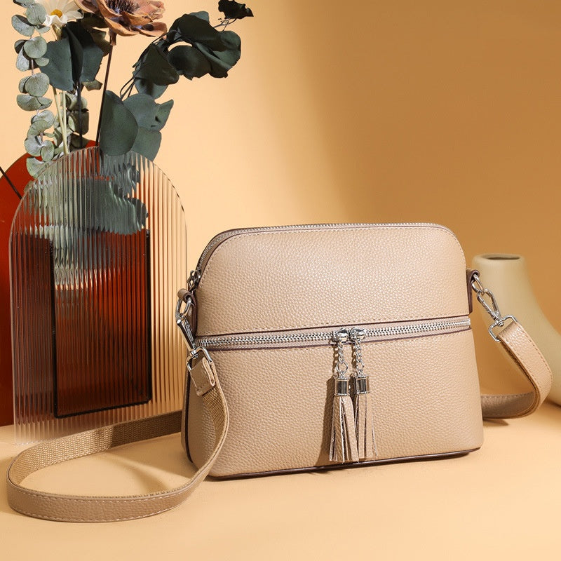 Fashion Casual Large Capacity Shell Bag Top Layer Leather One-shoulder Crossbody Bag