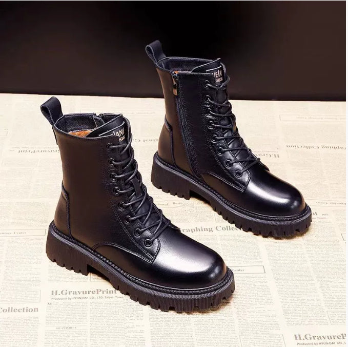 Velvet Motorcycle Internet Celebrity Girl Short Boots